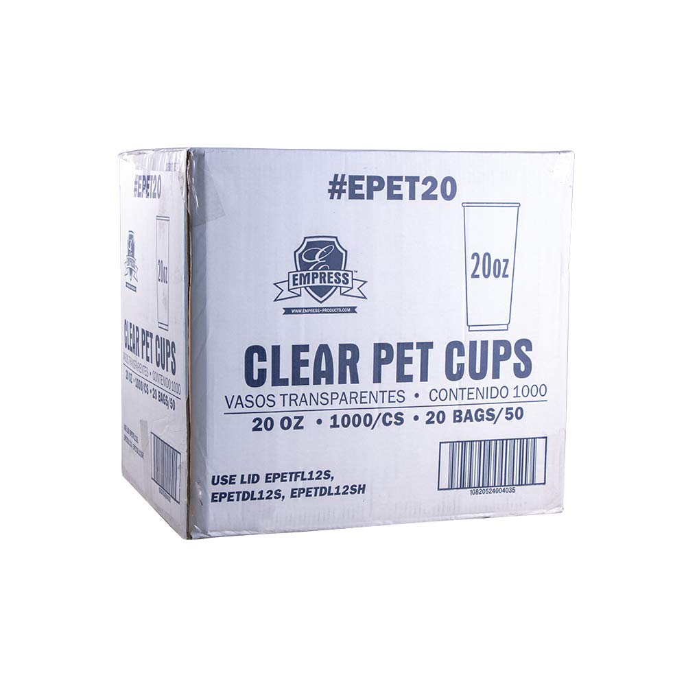 Empress PET Clear Cup 20oz Qty: 1000