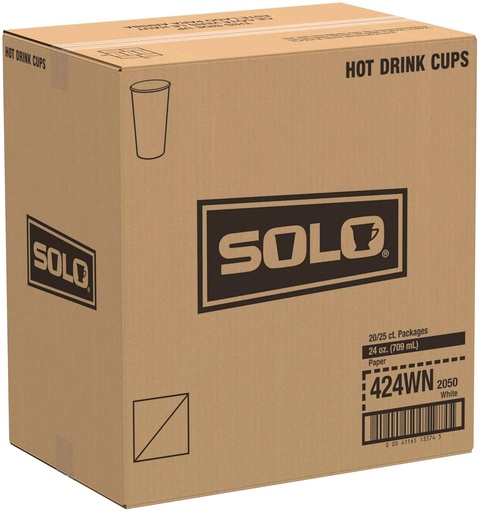 Solo Paper Cup Hot 24oz White Qty: 500