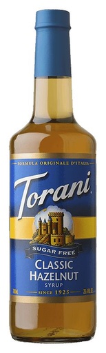 Torani Sugar Free Classic Hazelnut Syrup (750ML Bottle)